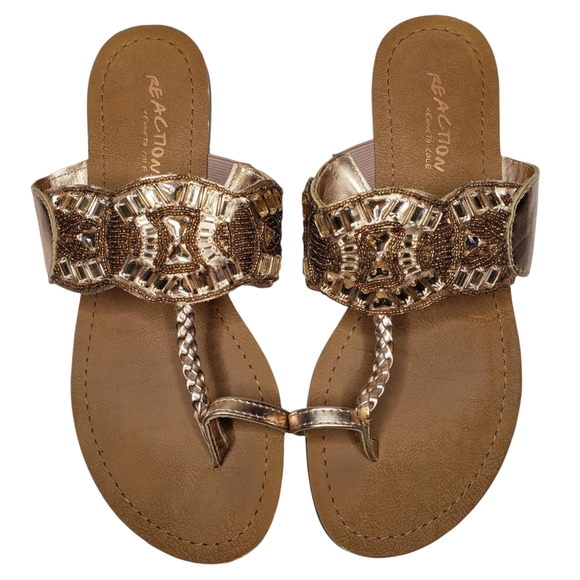 Rose Gold Beaded Embellished Sandals 